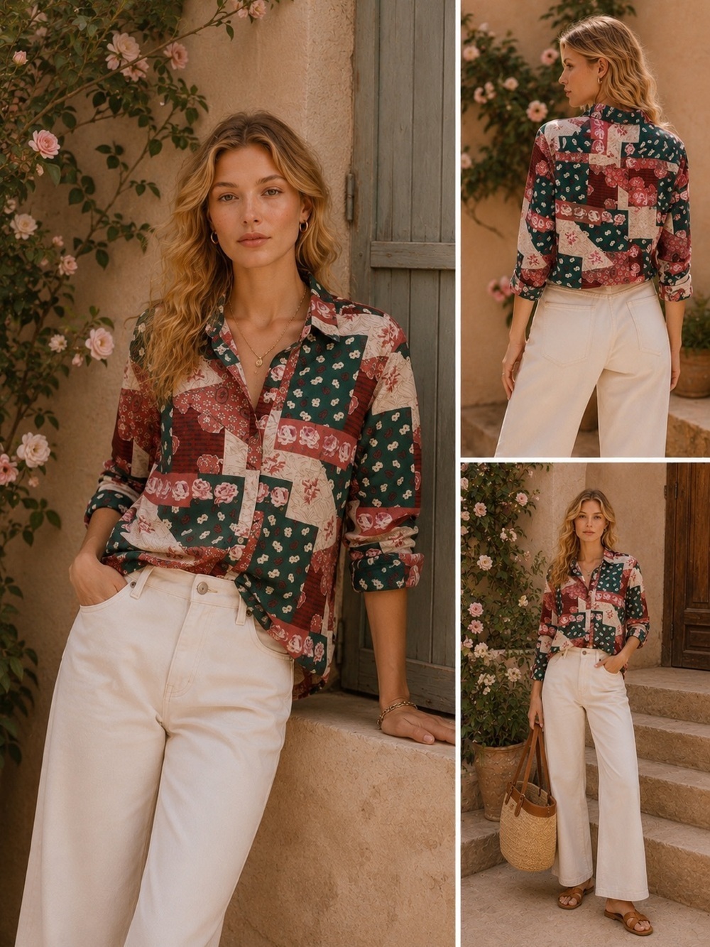 Floral Patchwork Button-Down Shirt US Small UK 36 NWT ONLY